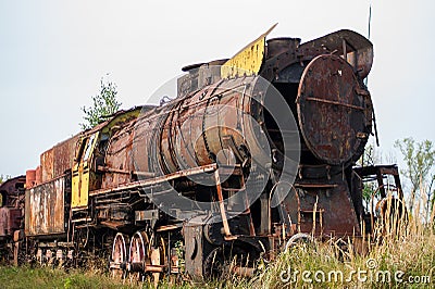 Rusty locomotive standing on a railway siding, Krakow, Poland Stock Photo