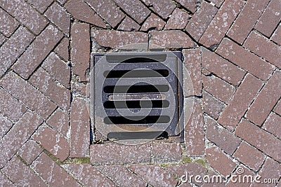 Rusty manhole cap, grunge manhole cover square Stock Photo