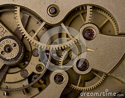 Rusty mechanism in the old clock,time concept Stock Photo