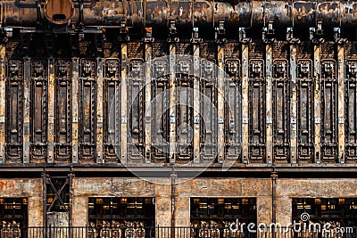 Rusty mechanism of an old train Stock Photo