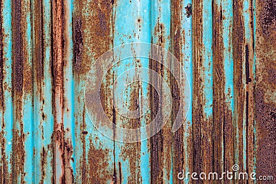 Rusty metal background with old layers of blue paint. Texture ru Stock Photo