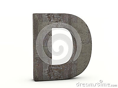 Rusty metal letter D Cartoon Illustration