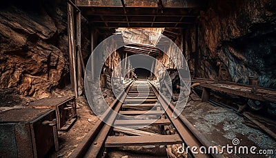 Rusty metal mine shaft, old ruin, spooky generated by AI Stock Photo