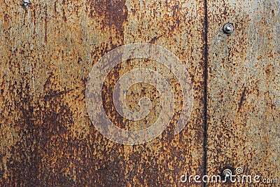 Rusty metal plate texture with bolts Stock Photo