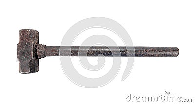 Rusty metal sledge hammer isolated on white background. Old rusty sledge hammer Stock Photo