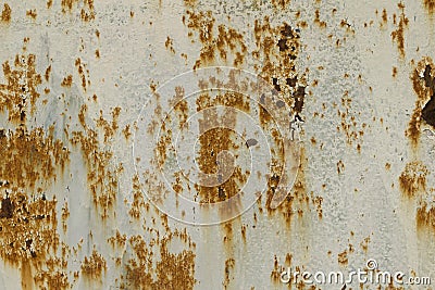 Rusty metal surface with streaks of rust. Rusted white painted metal wall. Metal abstract texture Stock Photo