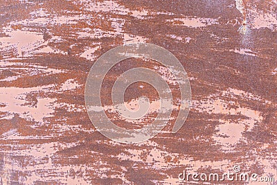 Rusty metal texture with scratches and cracks. paint traces. Red and pinkcolors. Copy space Stock Photo