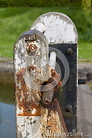 Rusty Old Canal Lock Gate Mechanism - Image Stock Photo