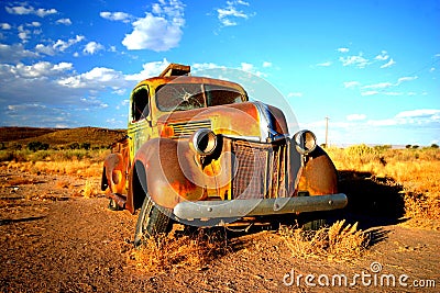 Rusty old car in Namibia Stock Photo