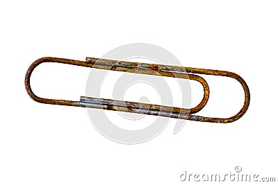 Rusty paper clip isolated on white background Stock Photo