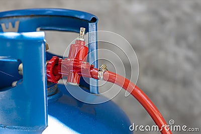 Rusty pressure regulator and operating valve of cooking gas tanks. LPG . Stock Photo