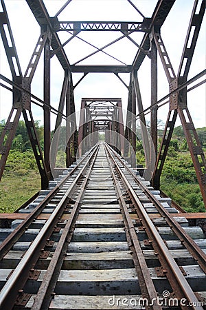 Rusty railway bridge in Valle de los Ingenios valley - Sugar Mills valley Stock Photo
