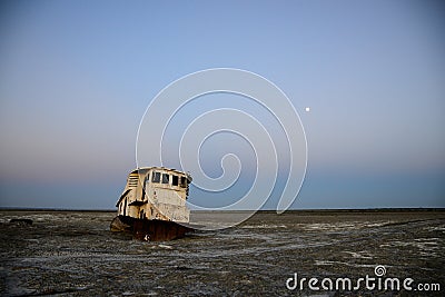 Rusty remains of a fishing ship Stock Photo