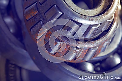 Rusty roller bearing metal texture Stock Photo
