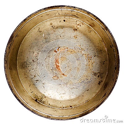 Rusty round metal tin can Stock Photo