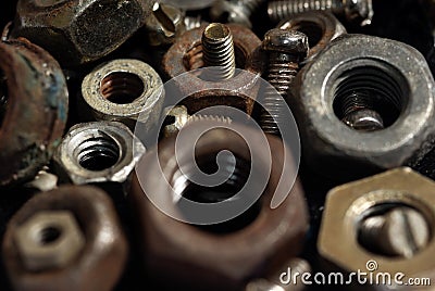 Rusty screws Stock Photo
