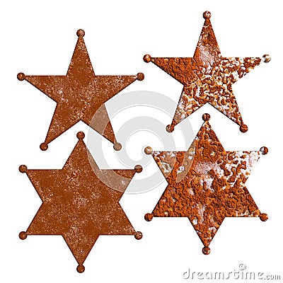 Rust sheriff badge star rustic texture Stock Photo