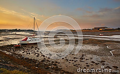 Rusty shipwreck at the beach of the Walney Channel in Roa Island, Cumbria, England, UK Stock Photo