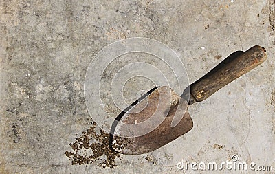 Rusty shovel on the floor. Stock Photo