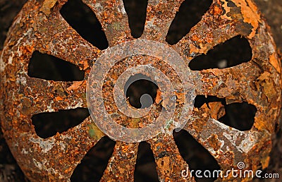 The rusty texture on circle steel surface Stock Photo