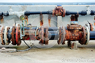 Rusty valves&pipes Stock Photo