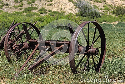 Rusty Wagon Wheel Axle Stock Photo