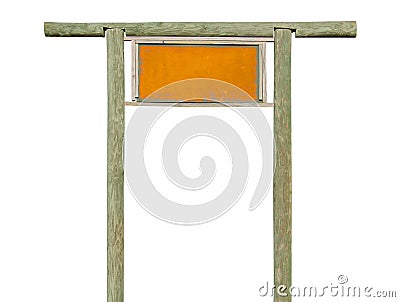 Rusty weathered metal blank sign on wood frame Stock Photo