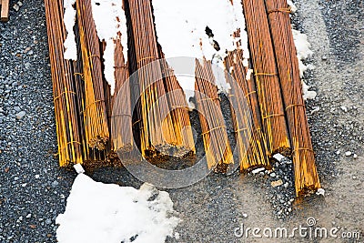 Rusty wire as a texture of metal coil iron bars Stock Photo