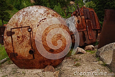 Rusty wrecks, adapted for barn on the shore Stock Photo