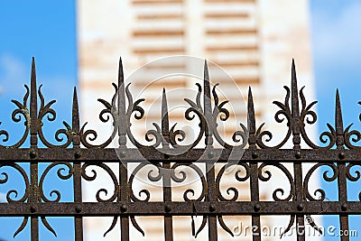 Rusty Wrought Iron Fence Stock Photo