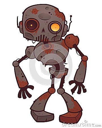 Rusty Zombie Robot Vector Illustration