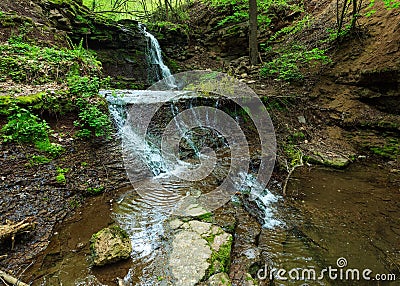 Rusyliv waterfall, Ukraine. Stock Photo