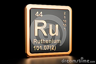 Ruthenium Ru chemical element. 3D rendering Stock Photo