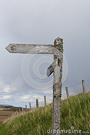 Ruthven Barracks - signpost - Scotland Stock Photo