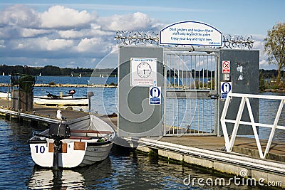 Rutland, U.K. October 19,2019 - boats on the lake, autumn day at Rutland water lake Editorial Stock Photo