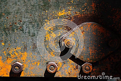 Rusty iron plate with texture and bolds Stock Photo