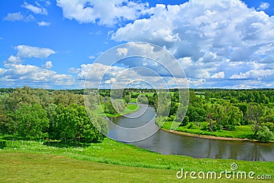 Ruza river in the village of Komlevo, Moscow region, Russia Stock Photo