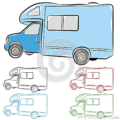 RV Camper Vector Illustration