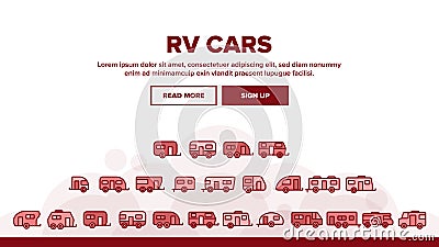 Collection Rv Camper Cars Vehicle Icons Set Vector Vector Illustration