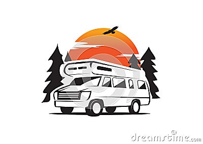 Rv park with natural background Vector Illustration