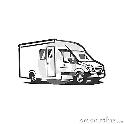 RV motorhome silhouette vector isolated in white background Vector Illustration