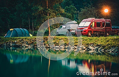 RV Park Camping in Norway Stock Photo