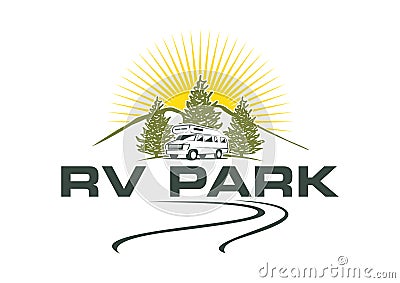 Rv park with natural background Vector Illustration