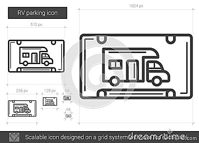 RV parking line icon. Vector Illustration