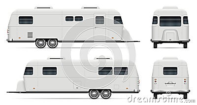 RV trailer vector vector mockup view from side, front, back Vector Illustration