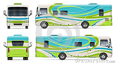 RV vector template. Vehicle branding mock up side, front, back, top view Vector Illustration