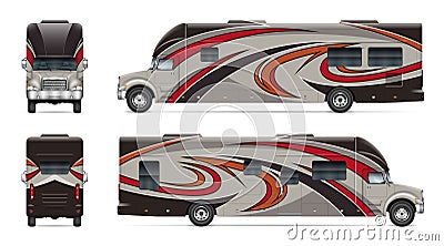 RV vector template. Vehicle branding mock up side, front, back view Vector Illustration