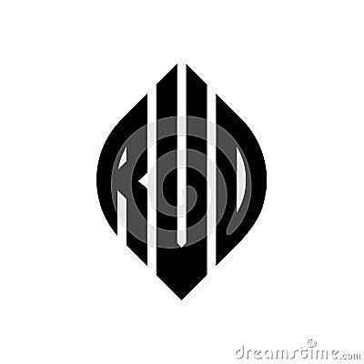 RVO circle letter logo design with circle and ellipse shape. RVO ellipse letters with typographic style. The three initials form a Vector Illustration