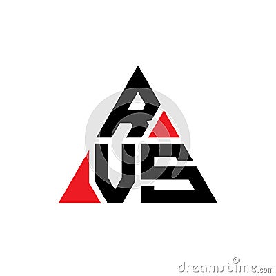RVS triangle letter logo design with triangle shape. RVS triangle logo design monogram. RVS triangle vector logo template with red Vector Illustration