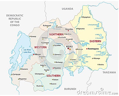 Rwanda administrative and political vector map Vector Illustration